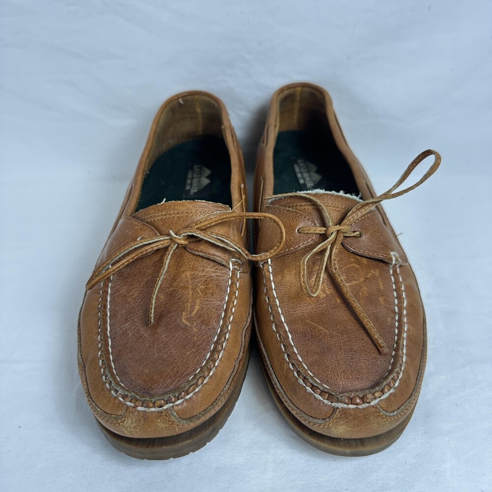 Land Rover Shoes Mens Size 10 Brown Leather Moc Toe Boat Loafers Casual Comfort
